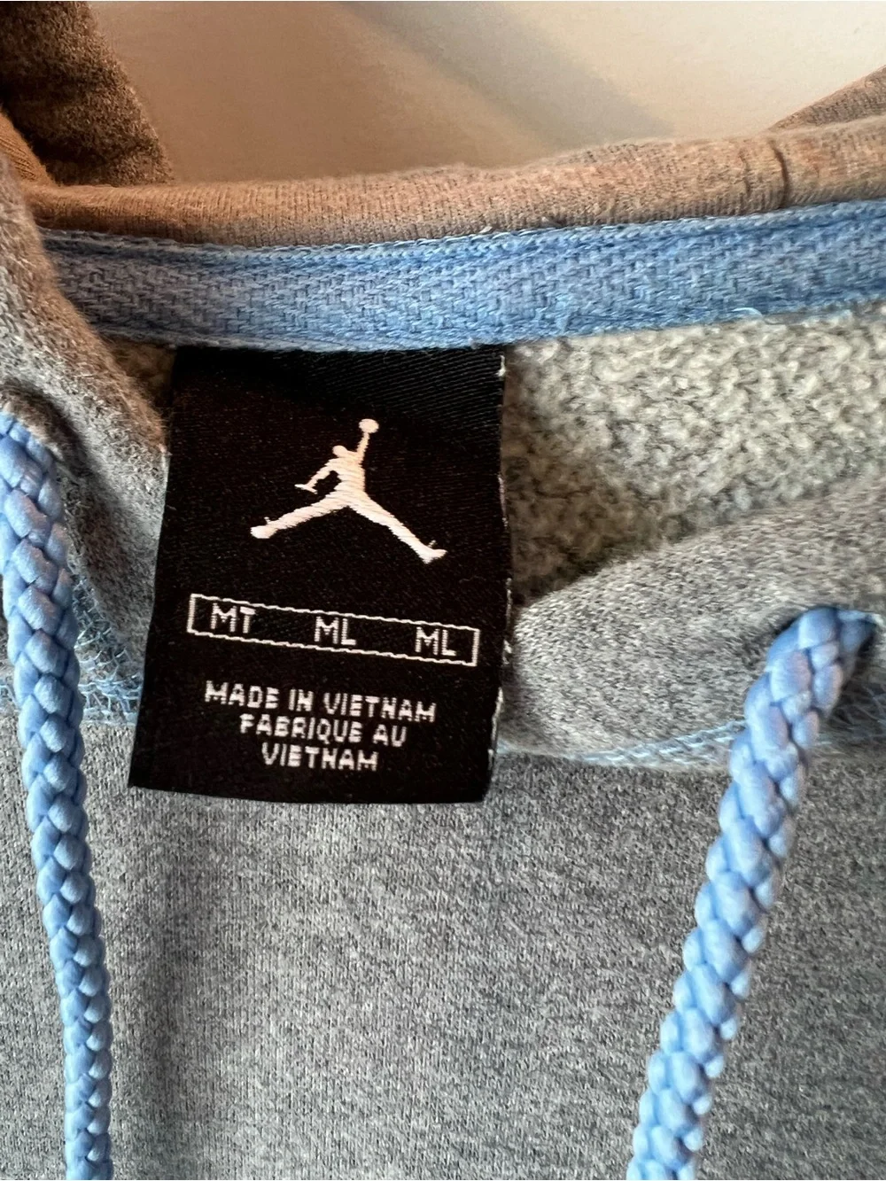 CAROLINA Grey Hoodie with Carolina Blue Accents. Medium